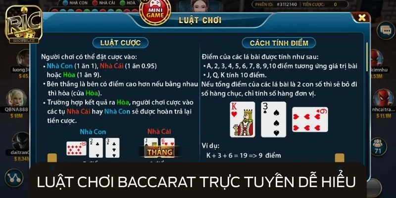 Luật chơi Baccarat trực tuyến dễ hiểu cho tân thủ