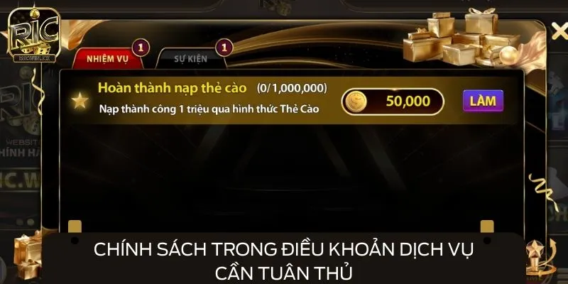 Chính sách trong điều khoản dịch vụ cần tuân thủ