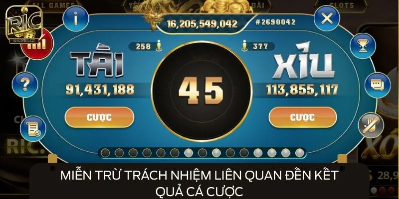 Miễn trừ trách nhiệm liên quan đến kết quả cá cược
