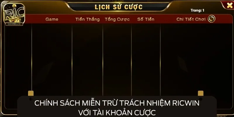 Chính sách miễn trừ trách nhiệm RICWIN với tài khoản cược