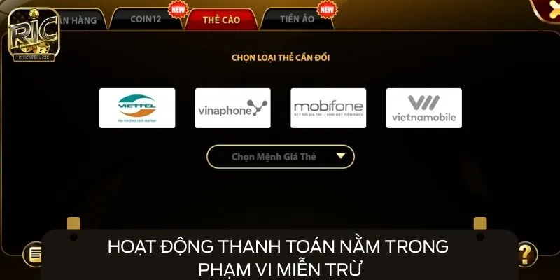 Hoạt động thanh toán nằm trong phạm vi miễn trừ